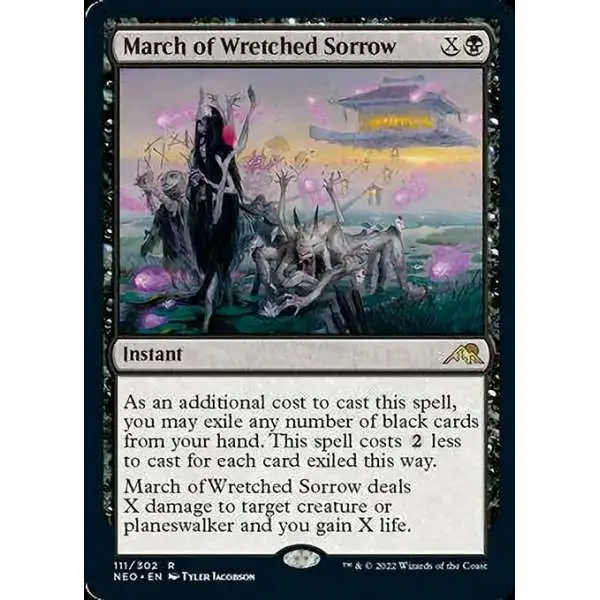 MtG Trading Card Game Kamigawa Neon Dynasty Rare March of Wretched Sorrow #111