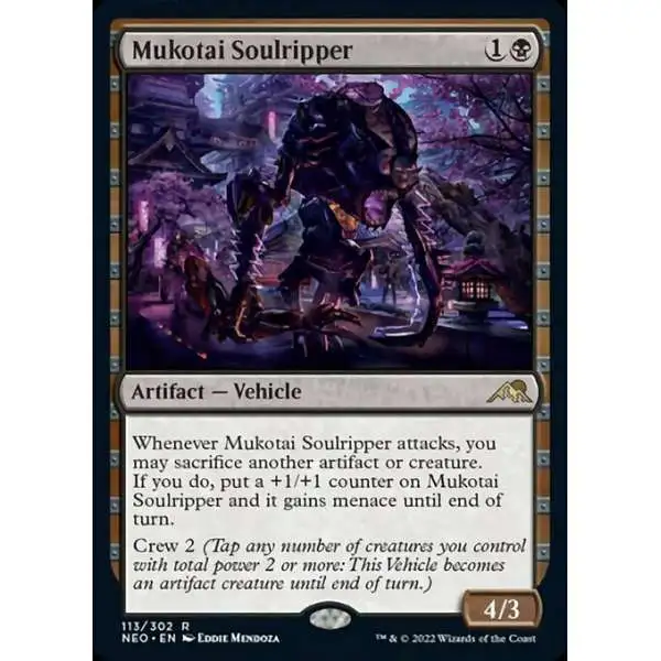 MtG Trading Card Game Kamigawa Neon Dynasty Rare Foil Mukotai Soulripper #113
