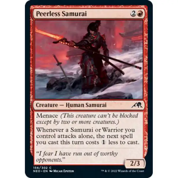 MtG Trading Card Game Kamigawa Neon Dynasty Common Peerless Samurai #156