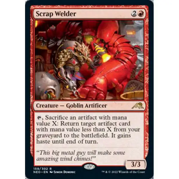 MtG Trading Card Game Kamigawa Neon Dynasty Rare Scrap Welder #159
