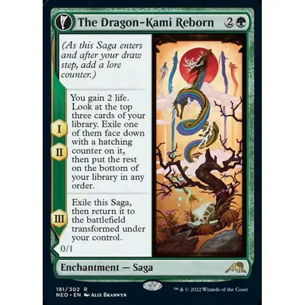 MtG Trading Card Game Kamigawa Neon Dynasty Rare Foil The Dragon-Kami Reborn // Dragon-Kami's Egg #181