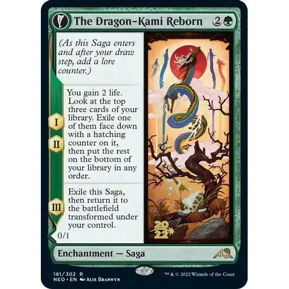 MtG Trading Card Game Kamigawa Neon Dynasty Rare The Dragon-Kami Reborn // Dragon-Kami's Egg #181 [Prerelease Foil]