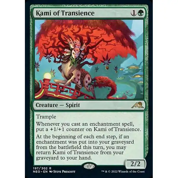 MtG Trading Card Game Kamigawa Neon Dynasty Rare Foil Kami of Transience #197