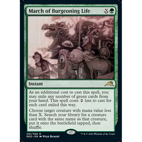 MtG Trading Card Game Kamigawa Neon Dynasty Rare Foil March of Burgeoning Life #201