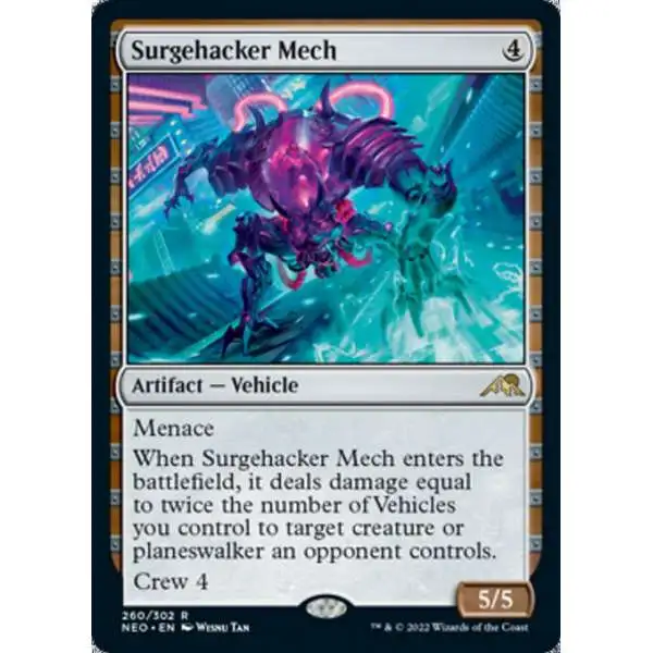 MtG Trading Card Game Kamigawa Neon Dynasty Rare Surgehacker Mech #260