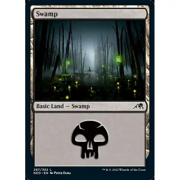 MtG Trading Card Game Kamigawa Neon Dynasty Common FOIL Swamp #287