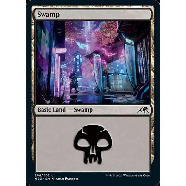 MtG Trading Card Game Kamigawa Neon Dynasty Common FOIL Swamp #288