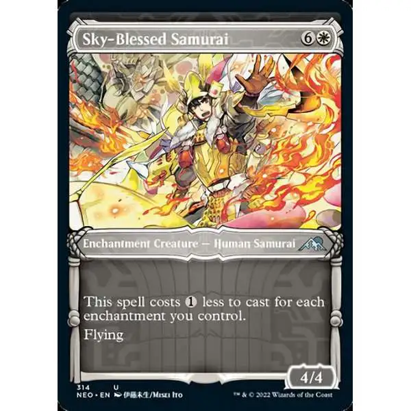 MtG Trading Card Game Kamigawa Neon Dynasty Uncommon Sky-Blessed Samurai #314 [Showcase]