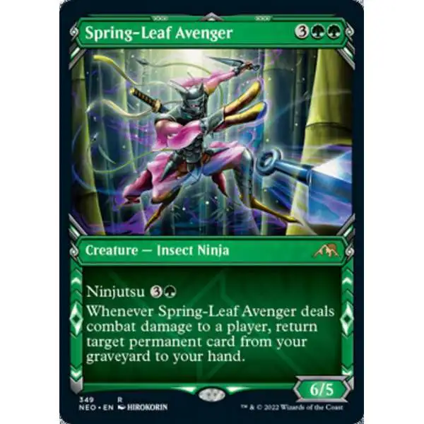 MtG Trading Card Game Kamigawa Neon Dynasty Rare Spring-Leaf Avenger #349 [Showcase]