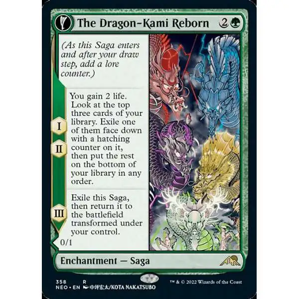 MtG Trading Card Game Kamigawa Neon Dynasty Rare The Dragon-Kami Reborn // Dragon-Kami's Egg #358 [Showcase]