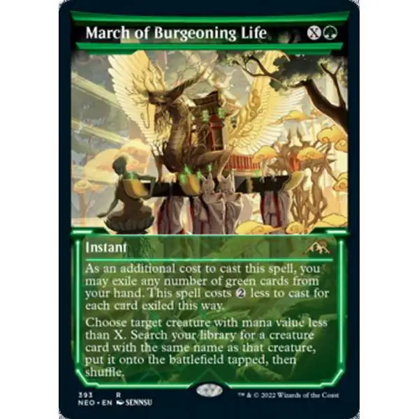 MtG Trading Card Game Kamigawa Neon Dynasty Rare March of Burgeoning Life #393 [Showcase FOIL]