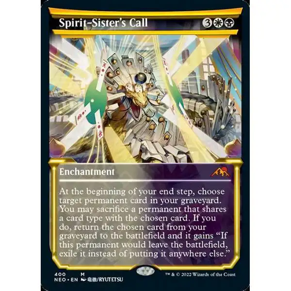 MtG Trading Card Game Kamigawa Neon Dynasty Mythic Rare Spirit-Sister's Call #400 [Showcase]