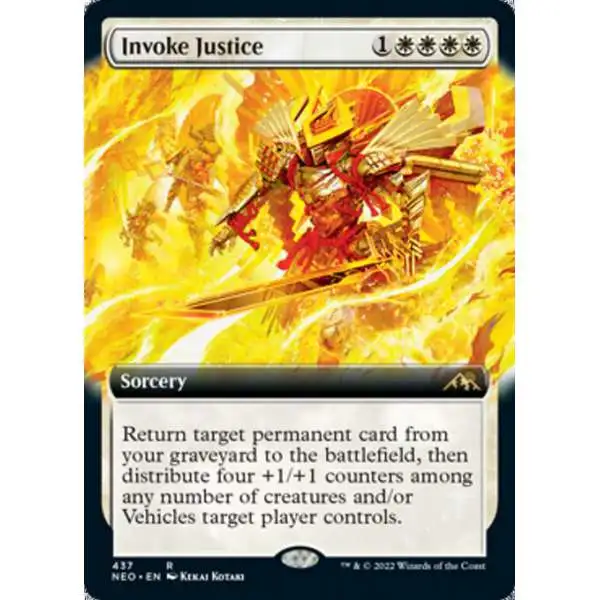 MtG Trading Card Game Kamigawa Neon Dynasty Rare Invoke Justice #437 [Extended Art]