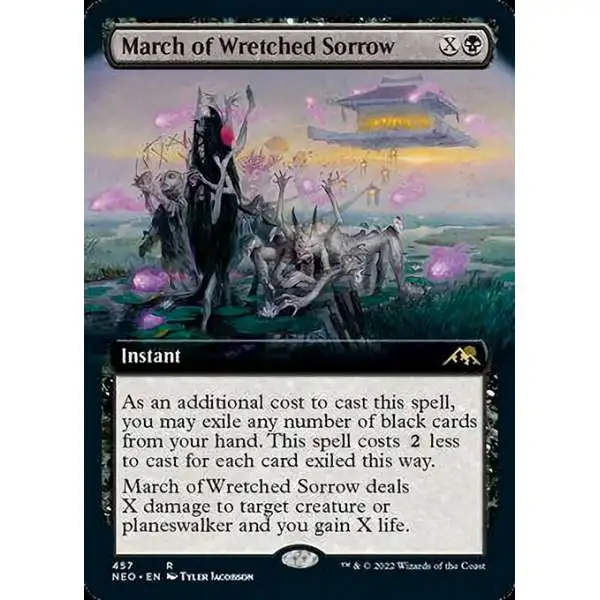 MtG Trading Card Game Kamigawa Neon Dynasty Rare March of Wretched Sorrow #457 [Extended Art FOIL]