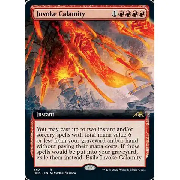 MtG Trading Card Game Kamigawa Neon Dynasty Rare Invoke Calamity #467 [Extended Art FOIL]