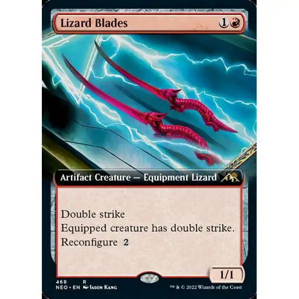 MtG Trading Card Game Kamigawa Neon Dynasty Rare Lizard Blades #468 [Extended Art]