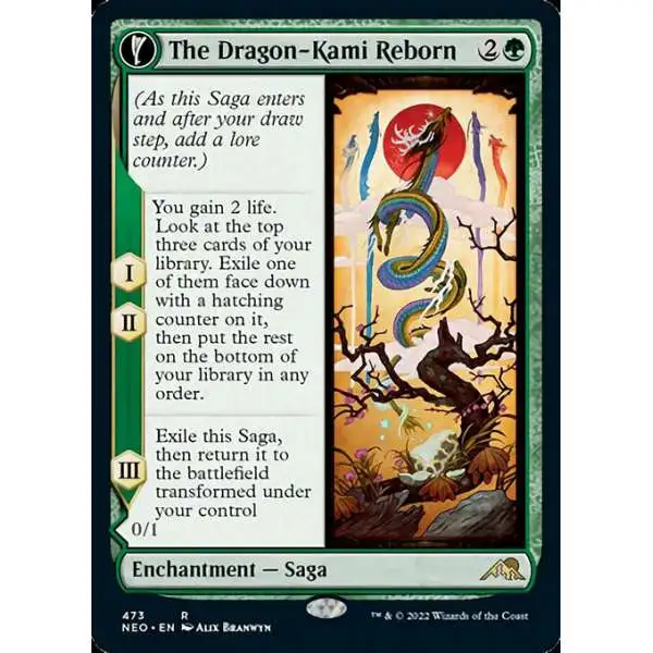 MtG Trading Card Game Kamigawa Neon Dynasty Rare The Dragon-Kami Reborn // Dragon-Kami's Egg #473 [Extended Art FOIL]