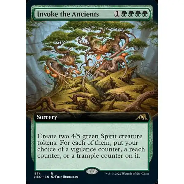 MtG Trading Card Game Kamigawa Neon Dynasty Rare Invoke the Ancients #474 [Extended Art]