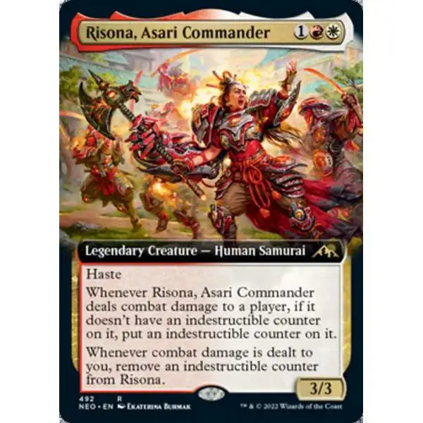 MtG Trading Card Game Kamigawa Neon Dynasty Rare Risona, Asari Commander #492 [Extended Art]