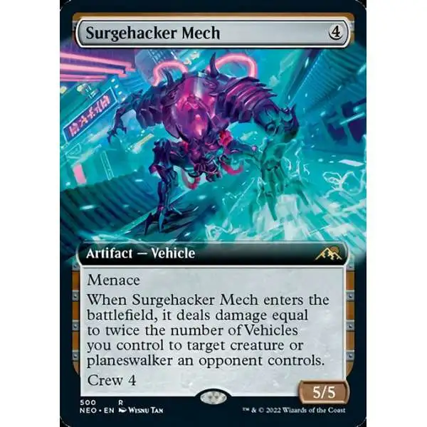 MtG Trading Card Game Kamigawa Neon Dynasty Rare Surgehacker Mech #500 [Extended Art]