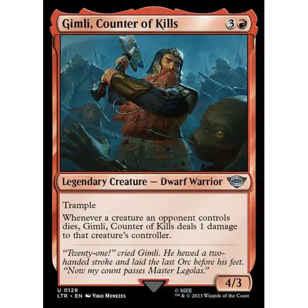 MtG Lord of the Rings Tales of Middle-Earth Uncommon Gimli, Counter of Kills #129