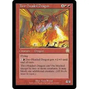MtG Trading Card Game Mercadian Masques Rare Foil Two-Headed Dragon #221 [Played]