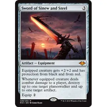 MtG Trading Card Game Modern Horizons Mythic Rare Foil Sword of Sinew and Steel #228