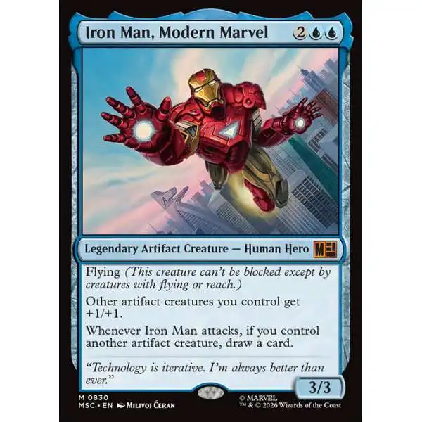 iron man mtg commander deck Man, Bleeding Edge - Commander: Marvel Super Heroes Equipped creature gets +2/+1 and has flying MTG Marvel DECK BOX