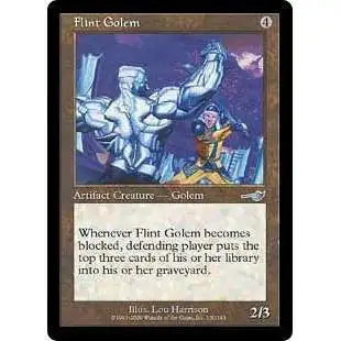 MtG Nemesis Uncommon Foil Flint Golem #130