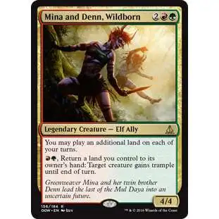 MtG Trading Card Game Oath of the Gatewatch Rare Foil Mina and Denn, Wildborn #156