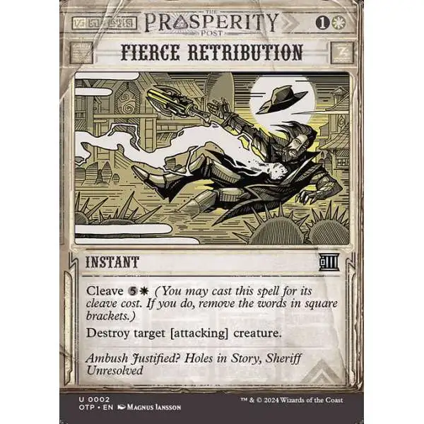 MtG Outlaws of Thunder Junction Breaking News Uncommon Fierce Retribution #2 [Prosperity Showcase]