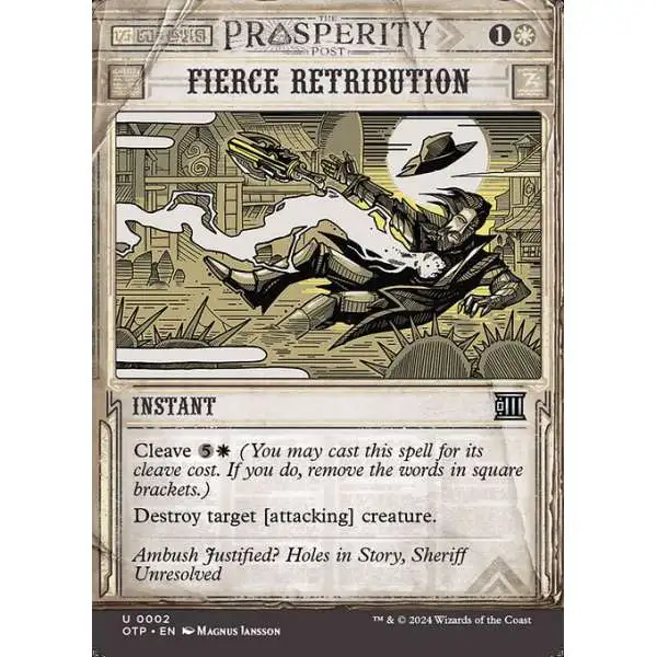 MtG Outlaws of Thunder Junction Breaking News Uncommon Fierce Retribution #2 [Prosperity Showcase FOIL]