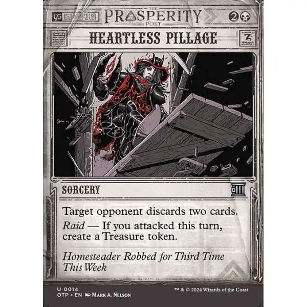 MtG Outlaws of Thunder Junction Breaking News Uncommon Heartless Pillage #14 [Prosperity Showcase]