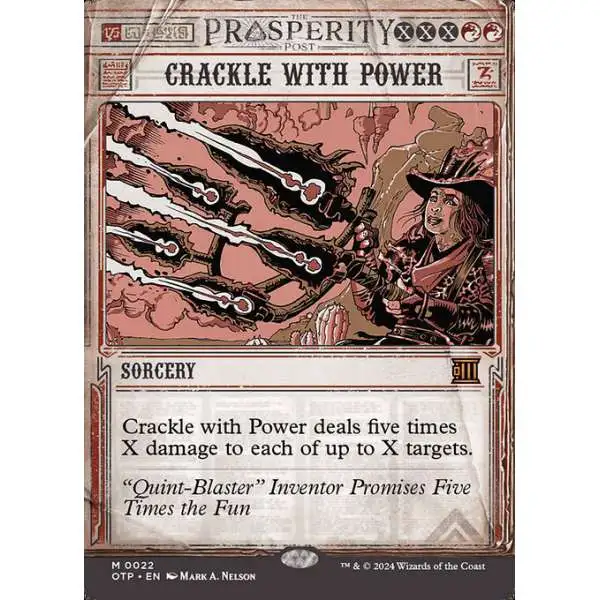 MtG Outlaws of Thunder Junction Breaking News Mythic Rare Crackle with Power #22 [Prosperity Showcase FOIL]