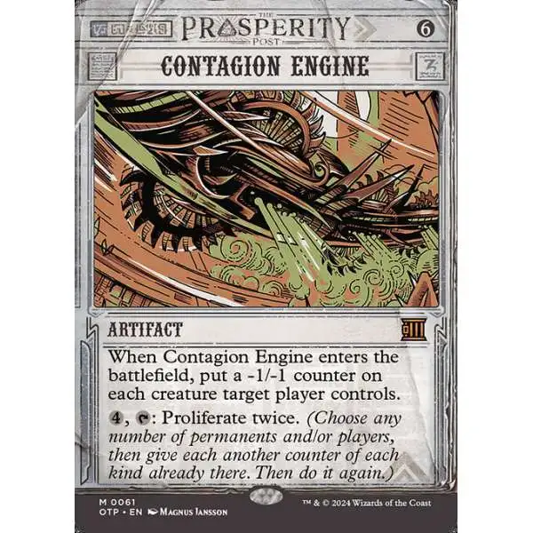 MtG Outlaws of Thunder Junction Breaking News Mythic Rare Contagion Engine #61 [Prosperity Showcase]