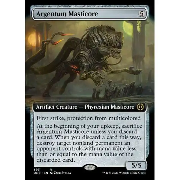 MtG Phyrexia: All Will Be One Rare Argentum Masticore #393 [Extended Art]