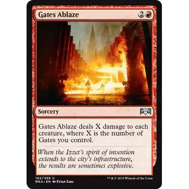 MtG Trading Card Game Ravnica Allegiance Uncommon Gates Ablaze #102