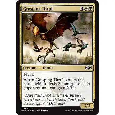 MtG Trading Card Game Ravnica Allegiance Common Grasping Thrull #177