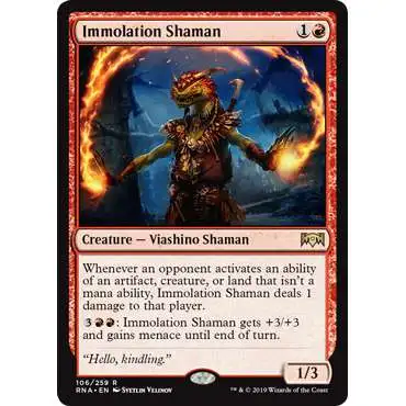 MtG Trading Card Game Ravnica Allegiance Rare Immolation Shaman #106