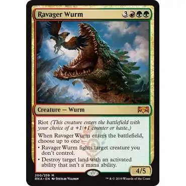 MtG Trading Card Game Ravnica Allegiance Mythic Rare Foil Ravager Wurm #200