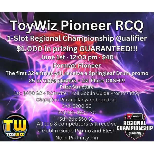 ToyWiz MtG Regional Championship Qualifier June 1st Virtual Ticket [Pioneer] (Pre-Order ships June)
