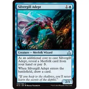 MtG Trading Card Game Rivals of Ixalan Uncommon Silvergill Adept #53