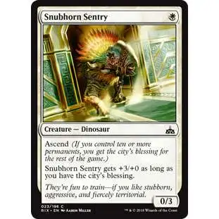 MtG Trading Card Game Rivals of Ixalan Common Snubhorn Sentry #23