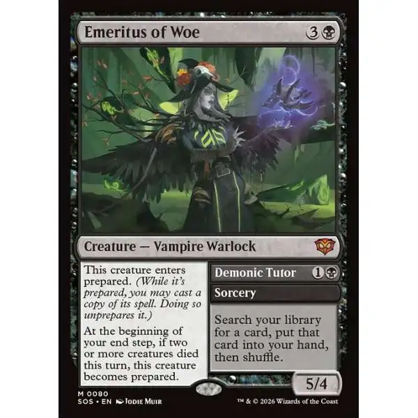 MtG Secrets of Strixhaven Mythic Rare Emeritus of Woe // Demonic Tutor #80