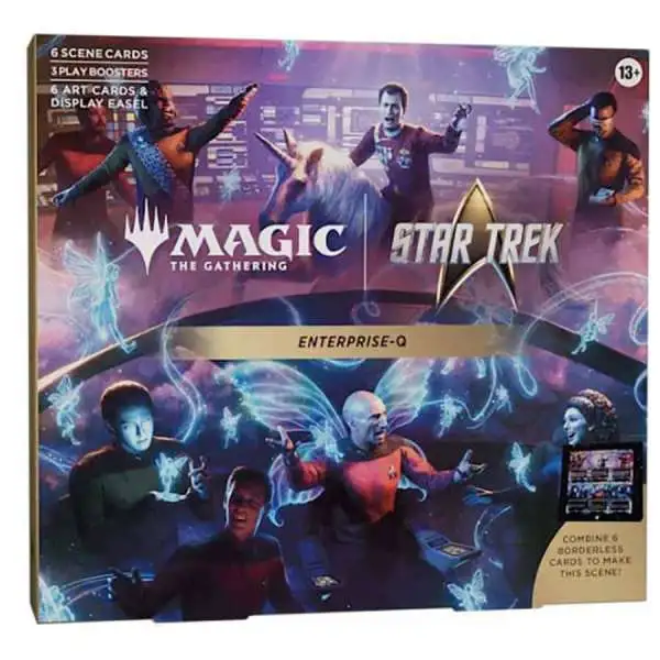 MtG Star Trek Enterprise-Q Scene Box [6 Foil Borderless Scene Cards, 6 Art Cards, 3 Play Boosters + Display Easel] (Pre-Order ships November)
