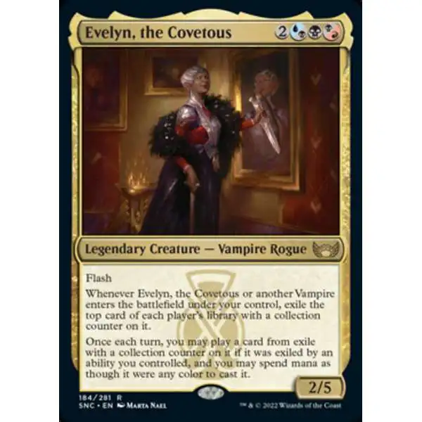 MtG Trading Card Game Streets of New Capenna Rare Foil Evelyn, the Covetous #184