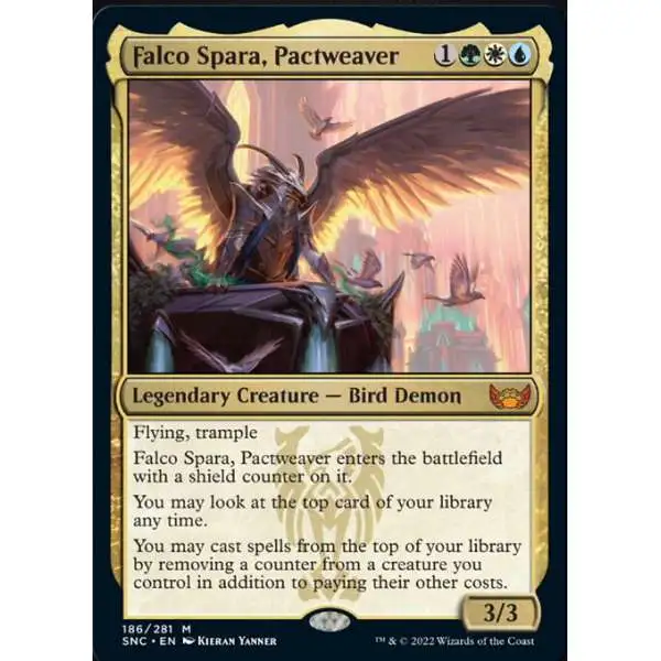 MtG Trading Card Game Streets of New Capenna Mythic Rare Falco Spara, Pactweaver #186