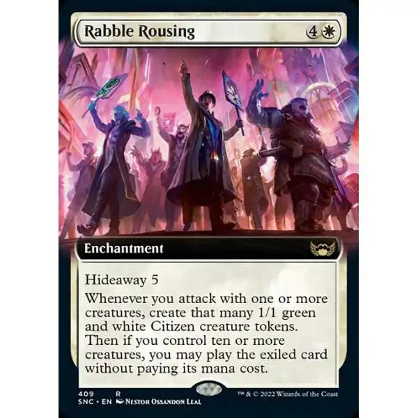 MtG Trading Card Game Streets of New Capenna Rare Rabble Rousing #409 [Extended Art FOIL]