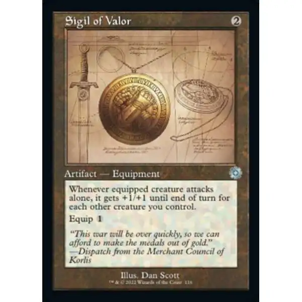 MtG The Brothers' War Retro Artifacts Uncommon Sigil of Valor #116 [Schematic FOIL Number 57]