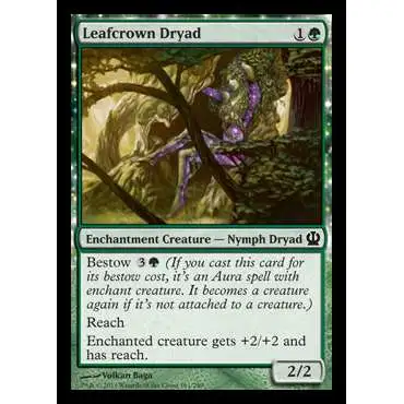 MtG Trading Card Game Theros Common Leafcrown Dryad #161